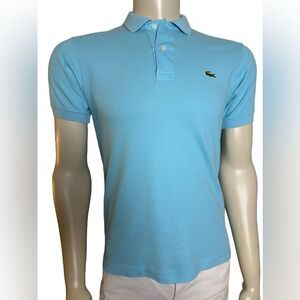 Unisex LaCoste S/S Polo in Light Aqua Blue Excellent Pre-Loved Condition Size 2
